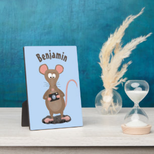 Funny rat met camera-cartoon illustratie fotoplaat