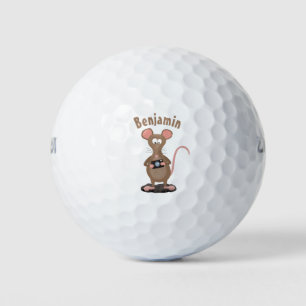 Funny rat met camera-cartoon illustratie golfballen