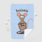 Funny rat met camera-cartoon illustratie golfhanddoek (Insitu)