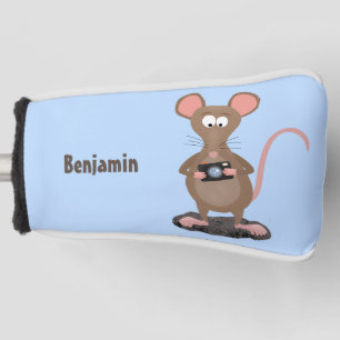 Funny rat met camera-cartoon illustratie golfheadcover