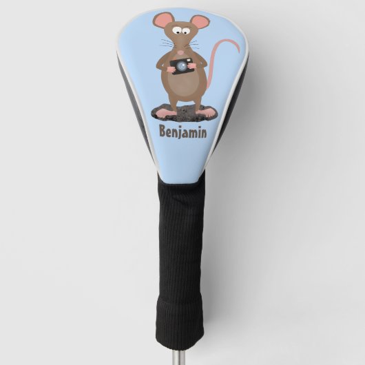 Funny rat met camera-cartoon illustratie golfheadcover (Voorkant)