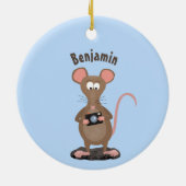 Funny rat met camera-cartoon illustratie keramisch ornament (Achterkant)
