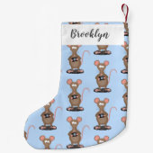 Funny rat met camera-cartoon illustratie kleine kerstsok (Achterkant)