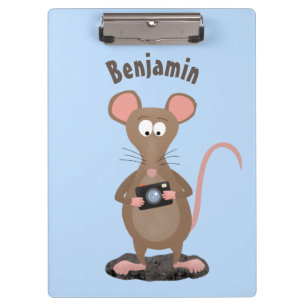 Funny rat met camera-cartoon illustratie klembord