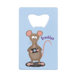 Funny rat met camera-cartoon illustratie kredietkaart flessenopener