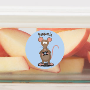Funny rat met camera-cartoon illustratie labels