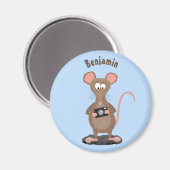 Funny rat met camera-cartoon illustratie magneet (Voorkant / Achterkant)