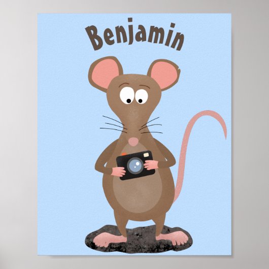 Funny rat met camera-cartoon illustratie poster (Voorkant)