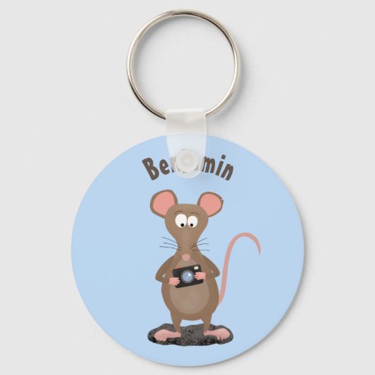 Funny rat met camera-cartoon illustratie sleutelhanger (Voorkant)
