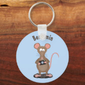 Funny rat met camera-cartoon illustratie sleutelhanger (Voorkant)