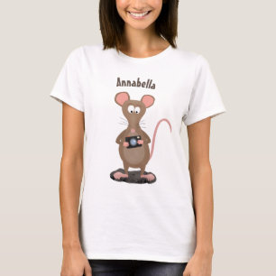 Funny rat met camera-cartoon illustratie t-shirt