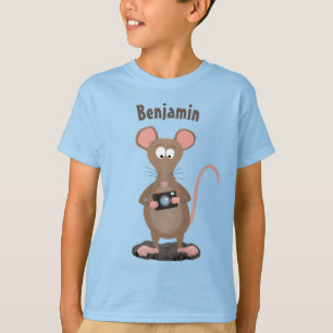 Funny rat met camera-cartoon illustratie t-shirt