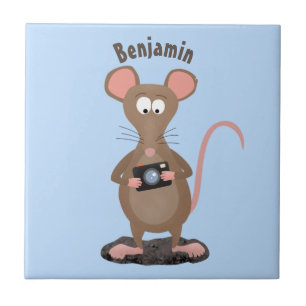 Funny rat met camera-cartoon illustratie tegeltje