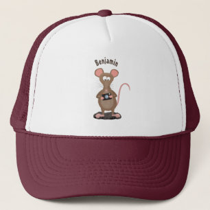 Funny rat met camera-cartoon illustratie trucker pet