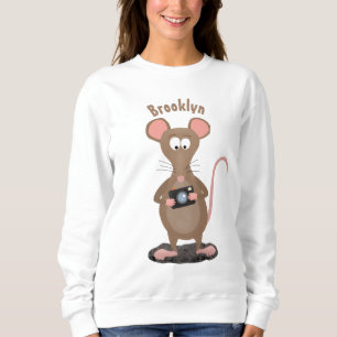 Funny rat met camera-cartoon illustratie trui