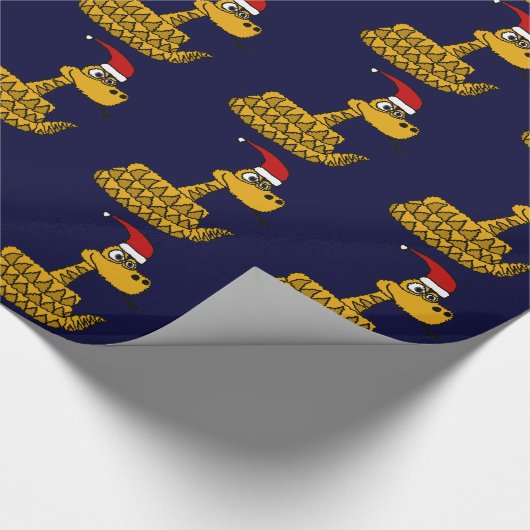 Funny Rattlesnake in Santa Hat-kerstkunst Cadeaupapier (Hoek)