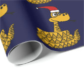 Funny Rattlesnake in Santa Hat-kerstkunst Cadeaupapier (Rol Hoek)