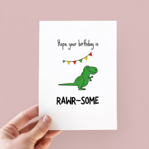 Funny Rawr-some Dinosaur Pun Birthday Kaart