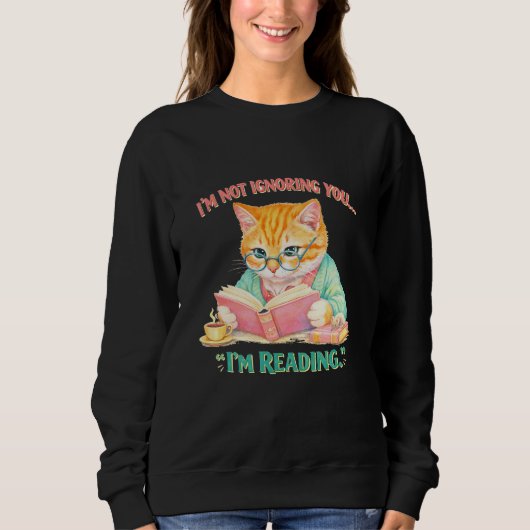 Funny Reading Cat Retro Book Lover Gift Trui (Voorkant)
