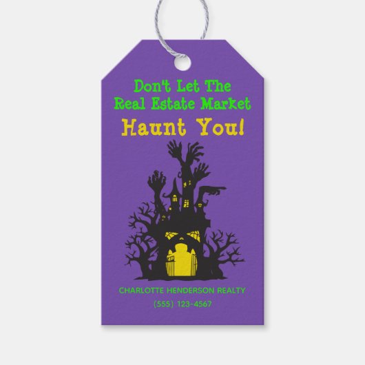 Funny Real Estate Haunted House Halloween Cadeaulabel (Voorkant)