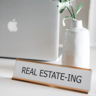Funny Real Estate-ing Naam Bord VOOR GEMACHTIGDE Bureau Naambordje