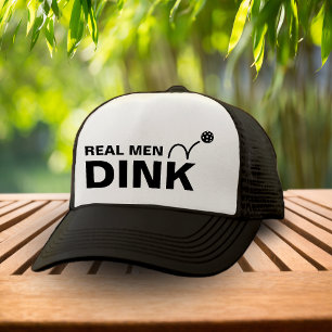 Funny Real Mannen Dink White & Black Pickleball Trucker Pet