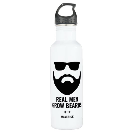 Funny Real Mannen Groei Beards Name Waterfles (Voorkant)