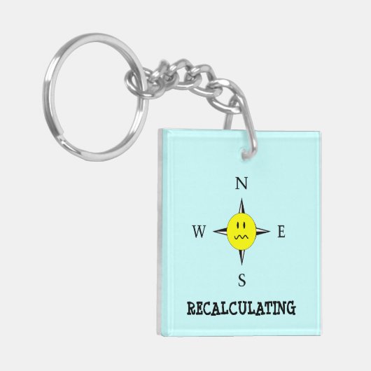 Funny Recalculating GPS Compass Sleutelhanger (Voorkant Links)