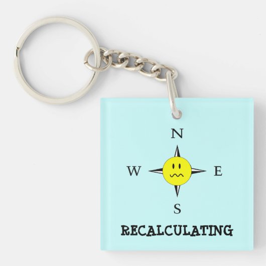 Funny Recalculating GPS Compass Sleutelhanger (Voorkant)