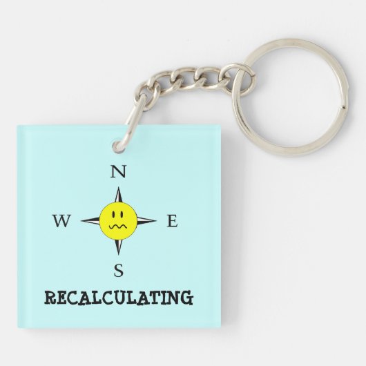 Funny Recalculating GPS Compass Sleutelhanger (Achterkant)
