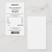 Funny, Receipt theme Bridal shower invitation (Devant / Derrière)