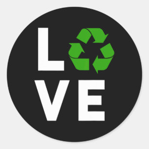 Funny Recycling Symbol Environmental Planet I Love Ronde Sticker