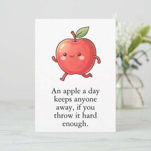 Funny Red Apple Eat a Red Apple Day Bedankkaart (Staand voorkant)