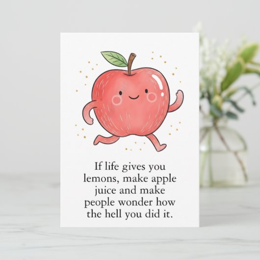 Funny Red Apple Eat a Red Apple Day Bedankkaart (Staand voorkant)