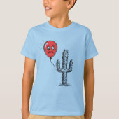 Funny Red Balloon Floating Near Prickly Cactus T-shirt (Voorkant)