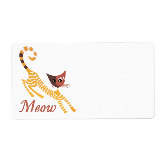 Funny red cat etiket (Voorkant)