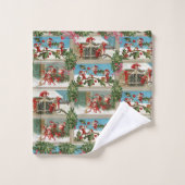 FUNNY RED CHRISTMAS ELVES, HOLLYBERRIES, MISTLETOE (Gant de toilette)