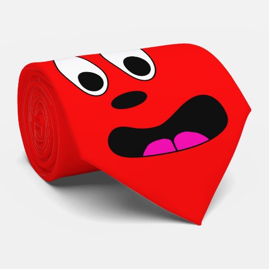Funny Red Crazy Face Stropdas (Opgerold)