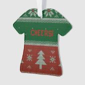 Funny Red en Green Ugly Sweater Cheers Ornament (voorkant)