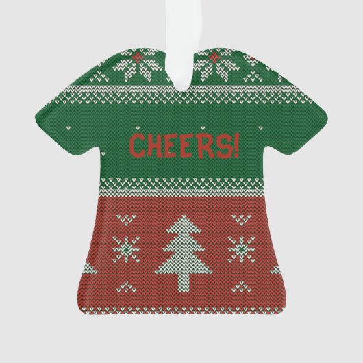 Funny Red en Green Ugly Sweater Cheers Ornament (voorkant)