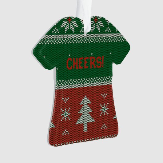 Funny Red en Green Ugly Sweater Cheers Ornament (voorkant)