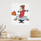Funny Red Face Man with Thermometer Fever Poster (Keuken)