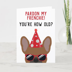 Funny Red Fawn French Bulldog Birthday Kaart