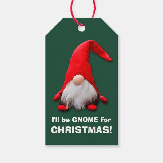 Funny Red Gnome kerst Cadeaulabel (Voorkant)