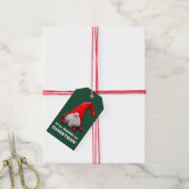 Funny Red Gnome kerst Cadeaulabel (Met Touw)