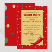 Funny Red Hot 70e anniversaire Invitations (Devant / Derrière)