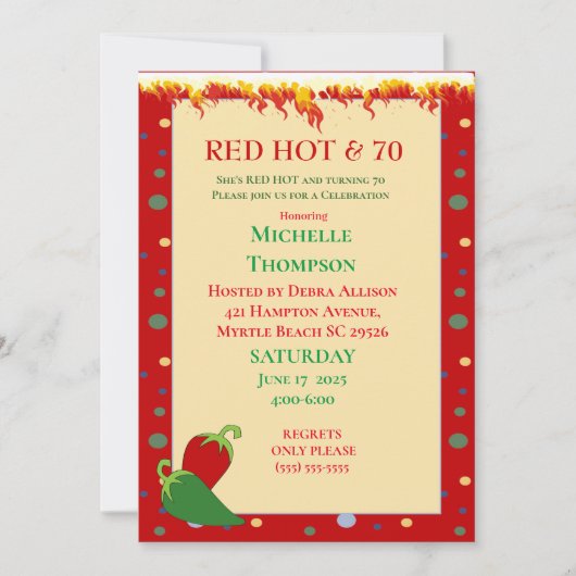 Funny Red Hot 70e anniversaire Invitations (Devant)