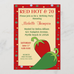 Funny Red Hot 70th Birthday-uitnodigingen Kaart