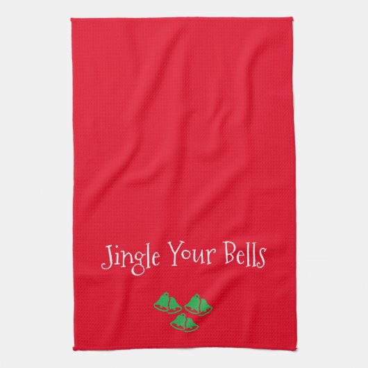 Funny Red Jingle Bells Kitchen Towel Theedoek (Verticaal)