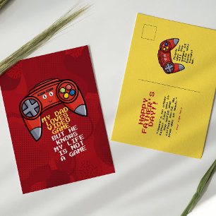Funny Red Joystick Vaderdag Briefkaart